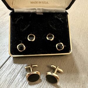 Gold and Black Cufflink Stud Set